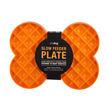 LickiMat Slodog Slow Feeder Plate Bowl Enrichment Anti-Gulp - Orange