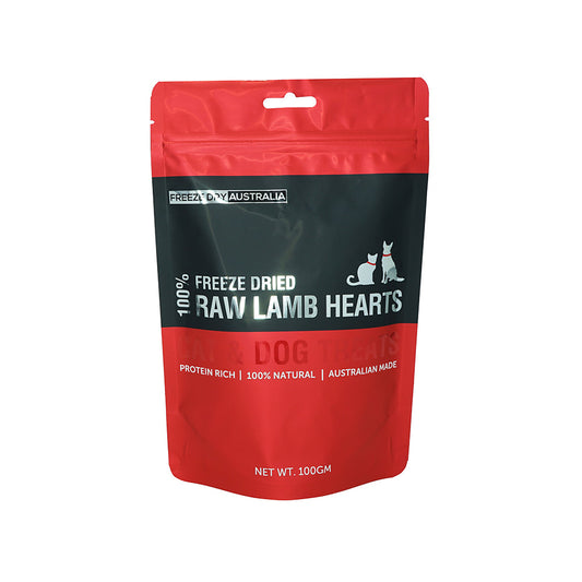 Freeze Dry Australia Cat & Dog 100% Diced Lamb Hearts 100g