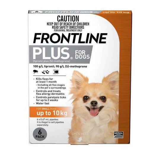 Frontline Plus Spot-On for Dogs Up to 10kg 6pc