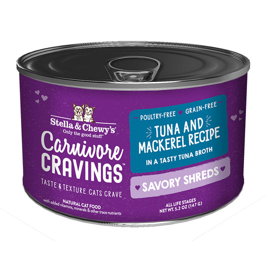 Stella & Chewy's Cat Carnivore Cravings Savory Shreds Tuna & Mackerel 5.2oz