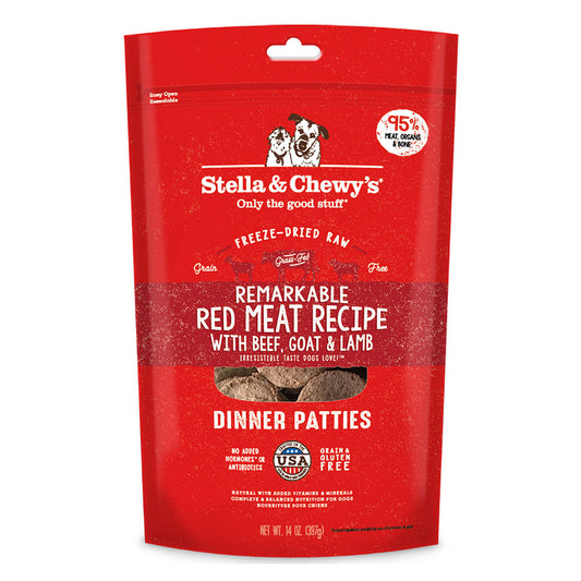 Stella & Chewy's Dog Freeze-Dried Dinner Patties - Remarkable Red Meat Beef, Goat & Lamb 14oz