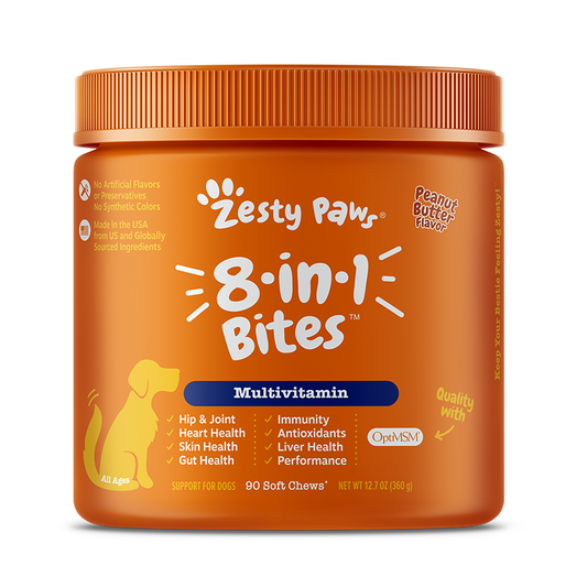Zesty Paws Dog 8-in-1 Multivitamin Bites Peanut Butter 90 soft chews