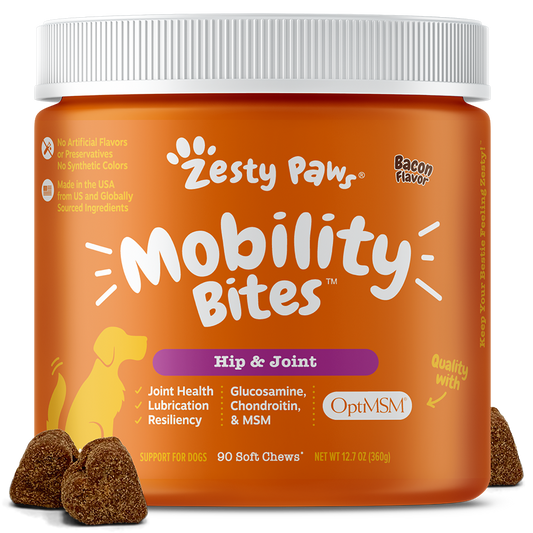Zesty Paws Dog Mobility Bites Hip & Joint Bacon 90 soft chews