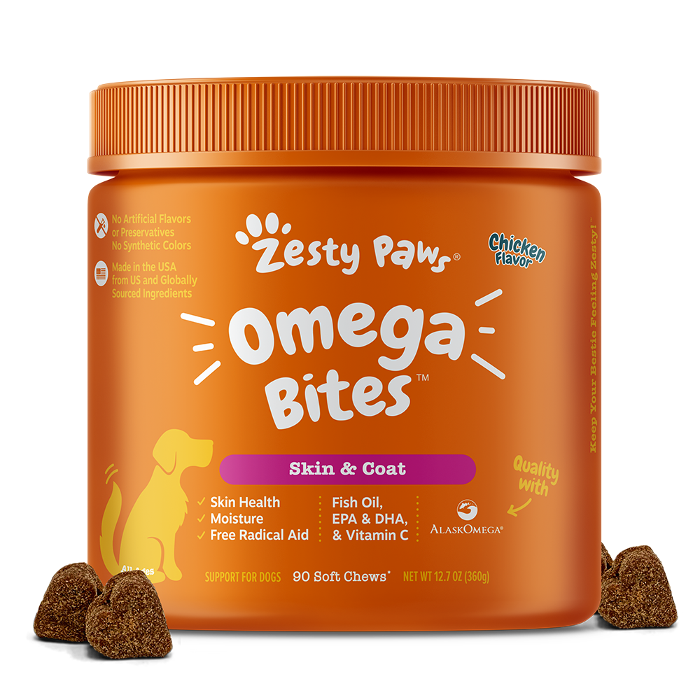 Zesty Paws Dog Omega Bites Skin & Coat Chicken 90 soft chews