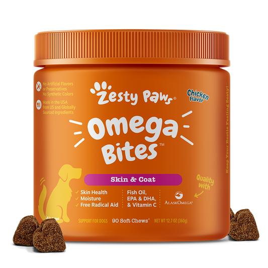 Zesty Paws Dog Omega Bites Skin & Coat Chicken 90 soft chews