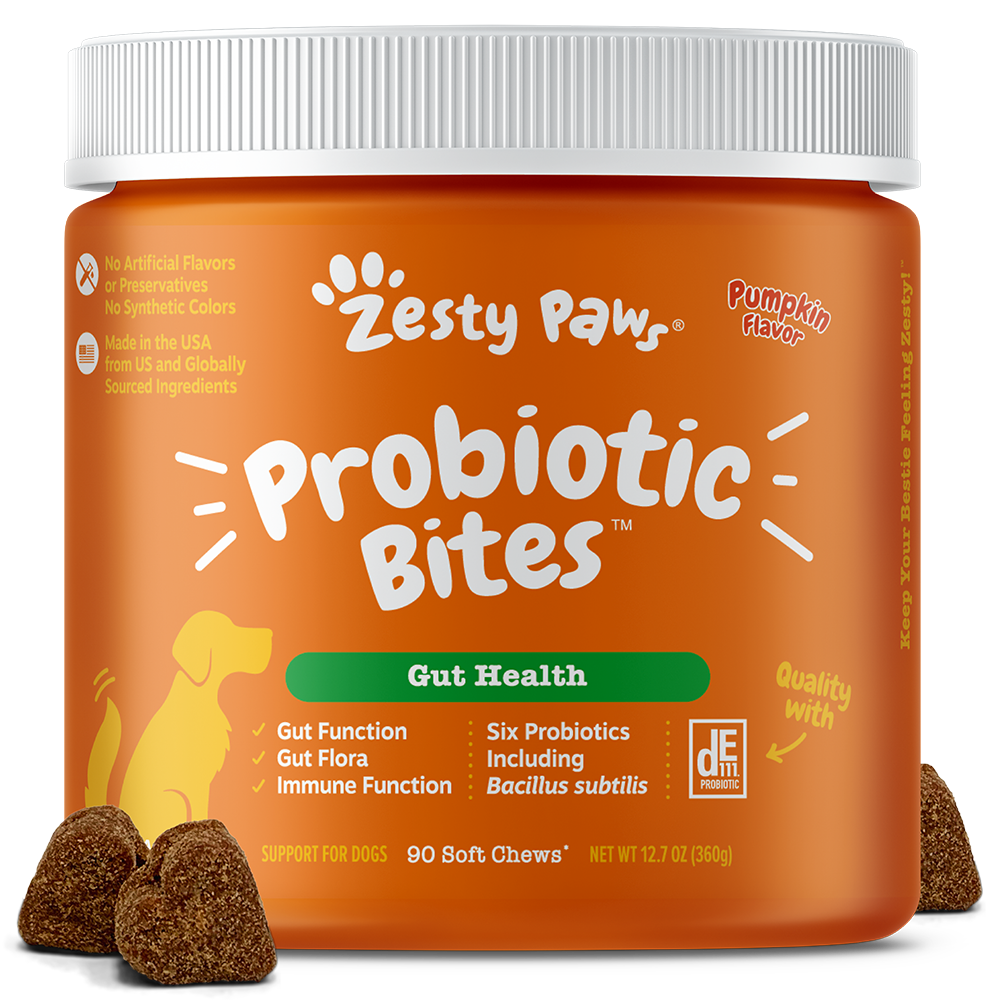 Zesty Paws Dog Probiotic Bites Gut Health Pumpkin 90 soft chews