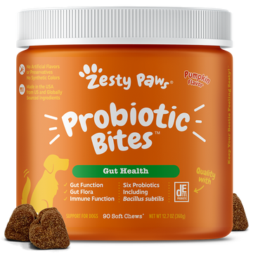 Zesty Paws Dog Probiotic Bites Gut Health Pumpkin 90 soft chews