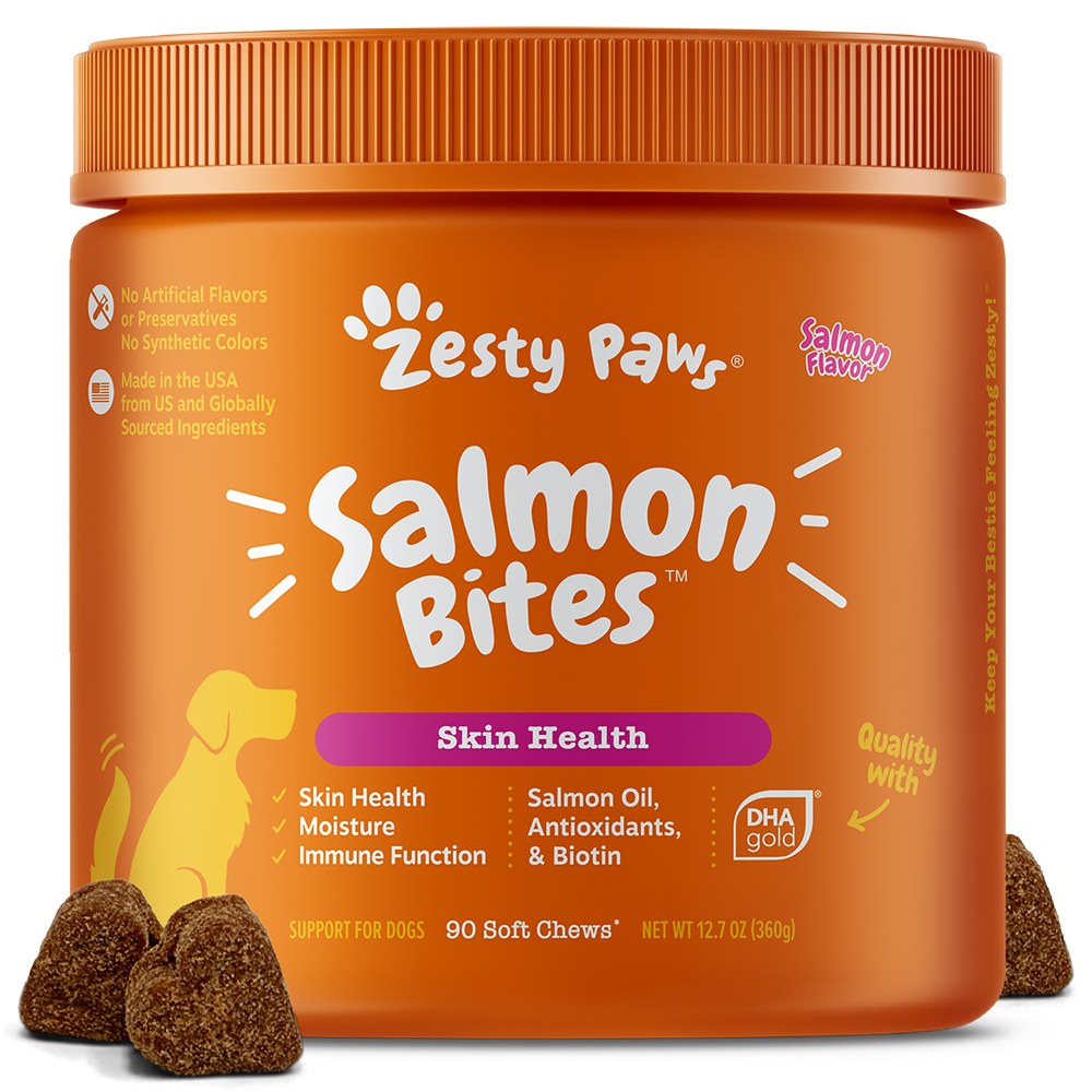 Zesty Paws Dog Salmon Bites Skin Health Salmon 90 soft chews